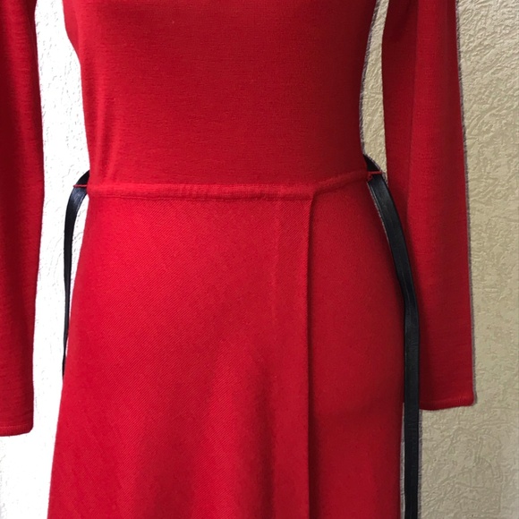 Adrienne Vittadini Red Wool Blend A-Line Knit Dres - Picture 3 of 5